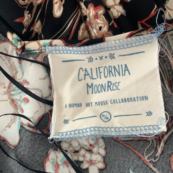 CALIFORNIA MOONRISE strappy Slip Dress black/cream/rust/brown w/ lace trim. M - Picture 9 of 11